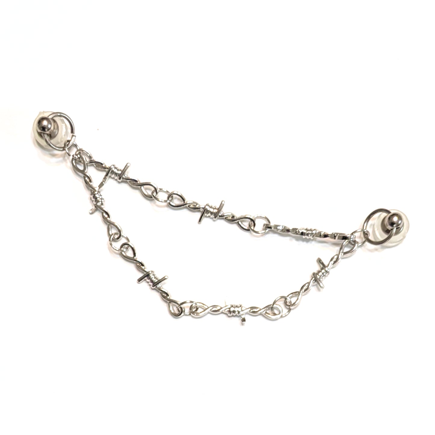 SILVER BARBED WIRE SHOE CHARM CHAIN - Thorn Link CrayCharm (5.25-inches)