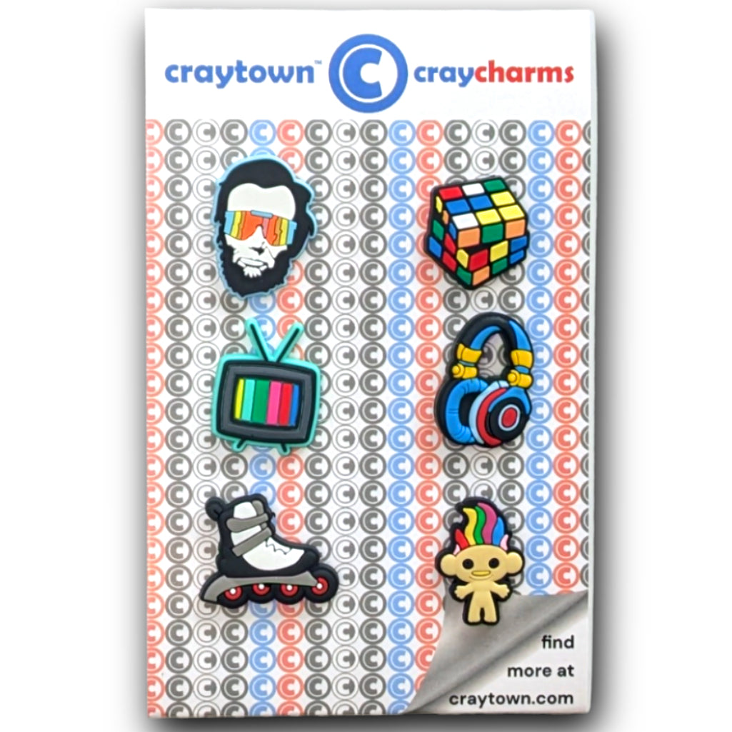 RETRO SHOE CHARM COLLECTION (Pack of 6) 80's & 90's Nostalgia, Set of Essentials