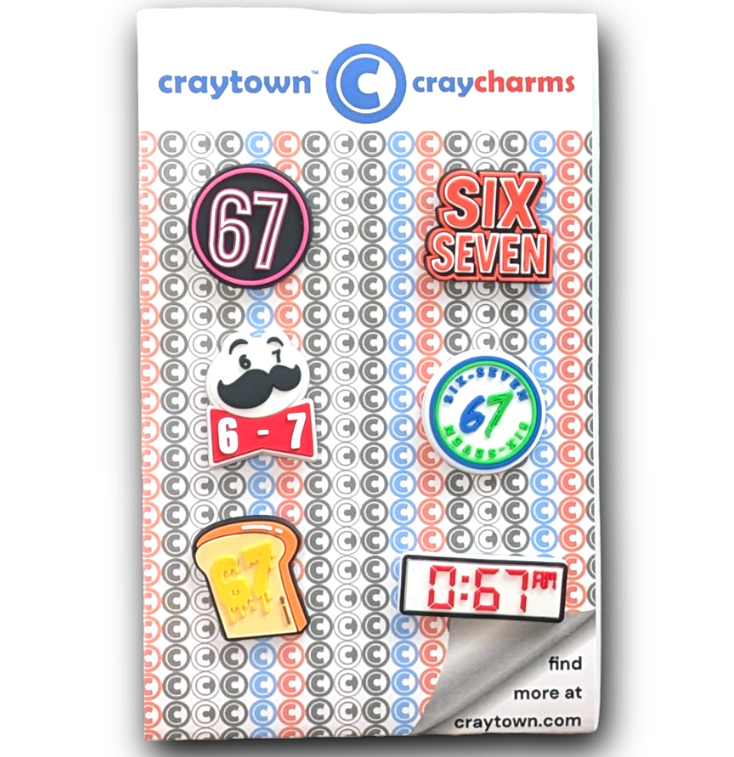 THE SIX-SEVEN SHOE CHARM COLLECTION (Pack of 6) 6-7, Set of Essentials