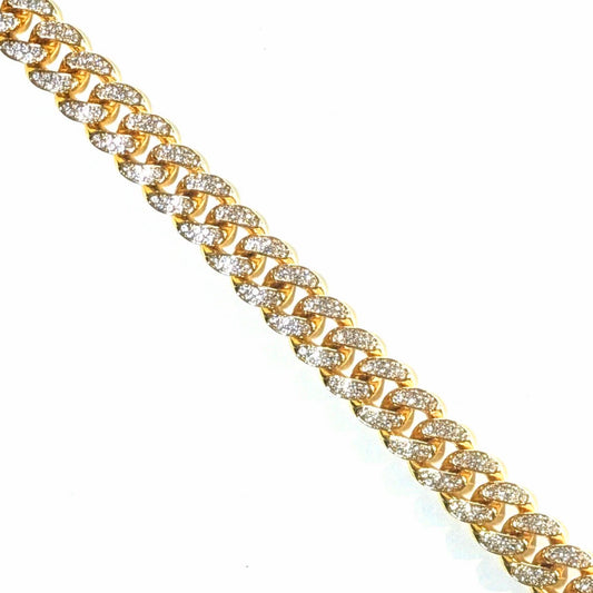 Gold Iced-Out Straight Cuban Gem Link Chain Necklace (20"-28")