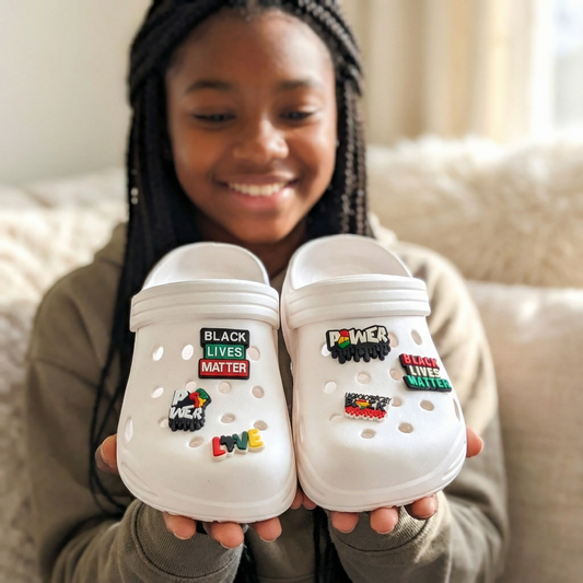 BLACK LIVES MATTER SHOE CHARM COLLECTION (Pack of 6) BLM Empowerment, Set of Essentials