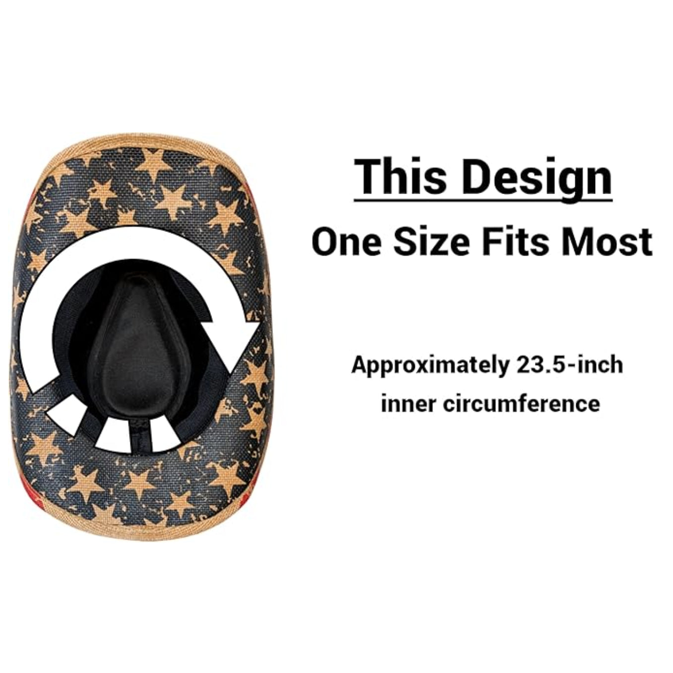 STRAW COWBOY HAT - American Flag Pattern with Eagle Concho Band (Adult Size)