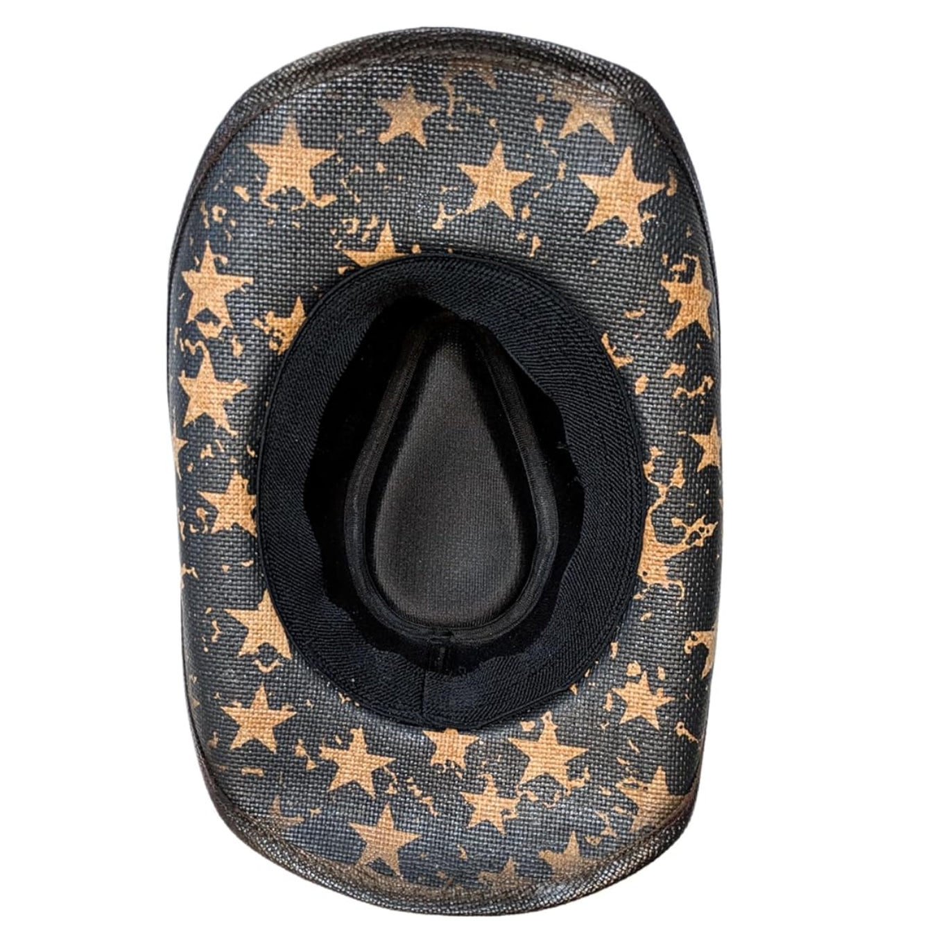STRAW COWBOY HAT - Striped Flag Pattern with Texas Print (Adult Size)