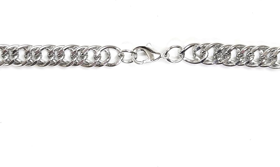 Stainless Steel Chain Necklace 30 Inches Long, 9.5mm Cuban Link, Silver Hip-Hop