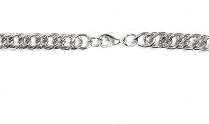 Stainless Steel Chain Necklace 30 Inches Long, 9.5mm Cuban Link, Silver Hip-Hop