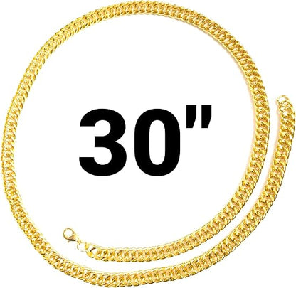 Stainless Steel Chain Necklace 30 Inches Long, 9.5mm Cuban Link, Gold Hip-Hop