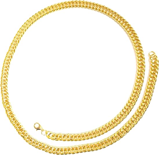 Stainless Steel Chain Necklace 30 Inches Long, 9.5mm Cuban Link, Gold Hip-Hop