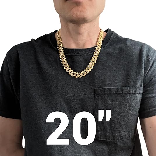 Gold & Blue Iced-Out Tilted Cuban Gem Link Chain Necklace (20"-28")