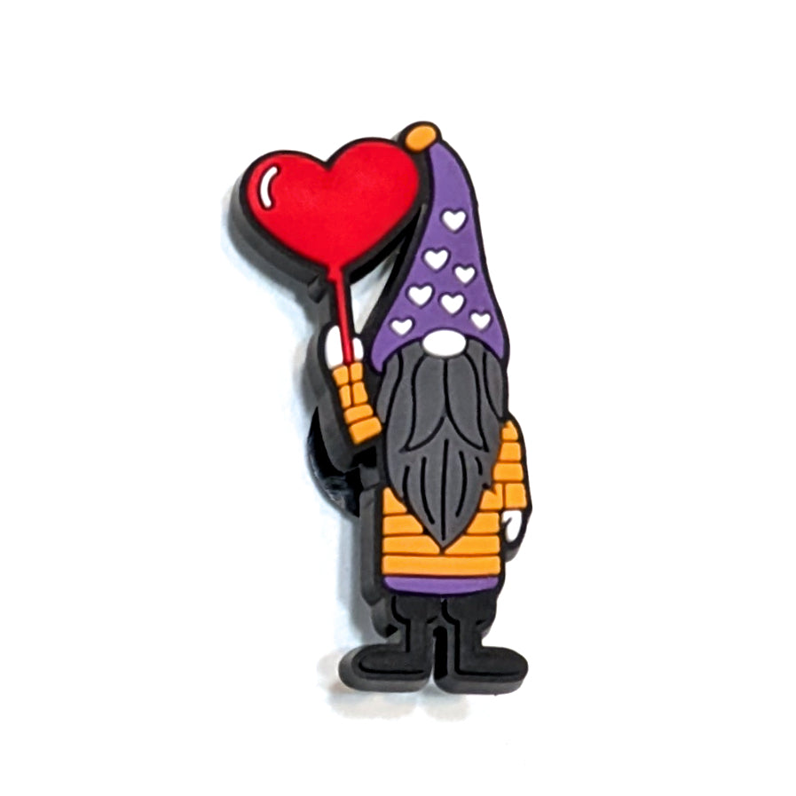 HEART-HAT GNOME WITH BALLOON - Single Shoe Charm From The Romantic Gnome Collection