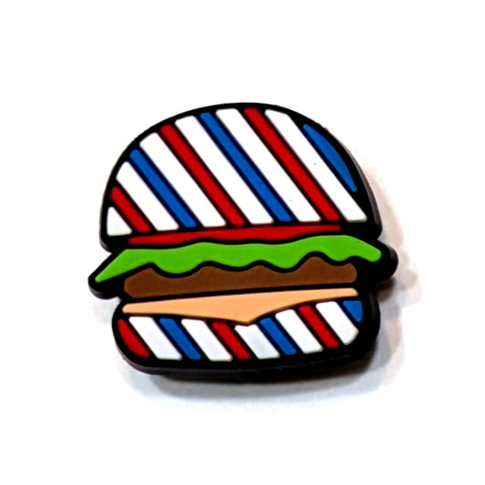 STRIPED BURGER - Single Shoe Charm From The Patriotic Collection