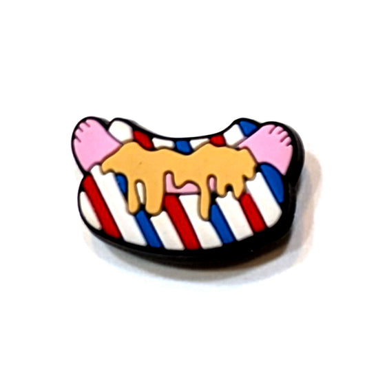 STRIPED HOTDOG - Single Shoe Charm From The Patriotic Collection