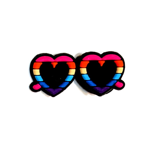 RAINBOW HEART GLASSES - Single Shoe Charm From The LGBTQ+ Pride Collection