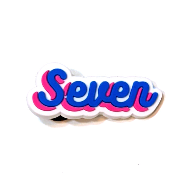 "SEVEN" FLOWING TEXT - Single Shoe Charm From The Six-Seven Collection