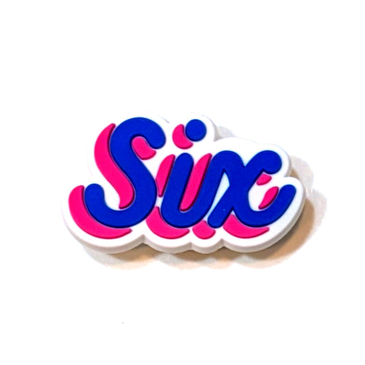 "SIX" FLOWING TEXT - Single Shoe Charm From The Six-Seven Collection
