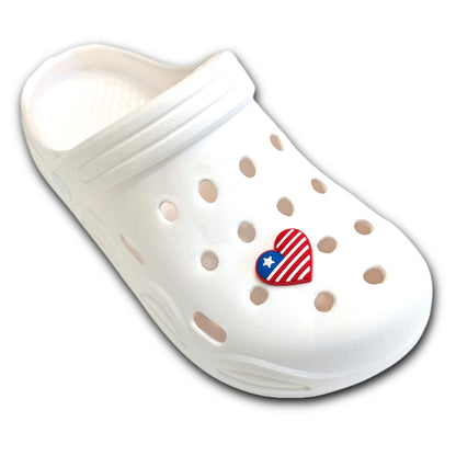 AMERICAN FLAG HEART - Single Shoe Charm From The Patriotic Collection