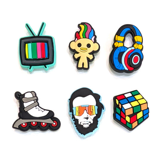 RETRO SHOE CHARM COLLECTION (Pack of 6) 80's & 90's Nostalgia, Set of Essentials