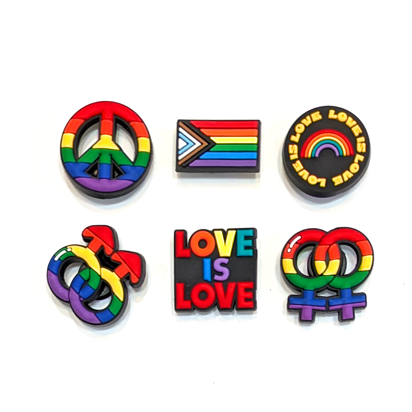 LGBTQ+ SHOE CHARM COLLECTION (Pack of 6) Rainbow Pride, Set of Essentials