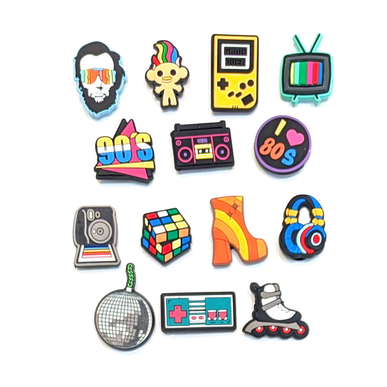 RETRO SHOE CHARM COLLECTION (Pack of 14) 80's & 90's Nostalgia, Complete Set