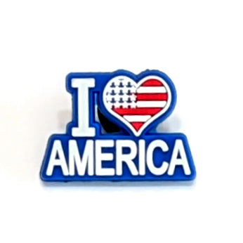 I "HEART" AMERICA - Single Shoe Charm From The Patriotic Collection
