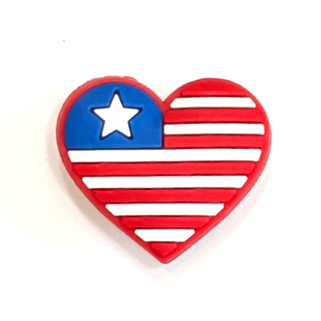 AMERICAN FLAG HEART - Single Shoe Charm From The Patriotic Collection