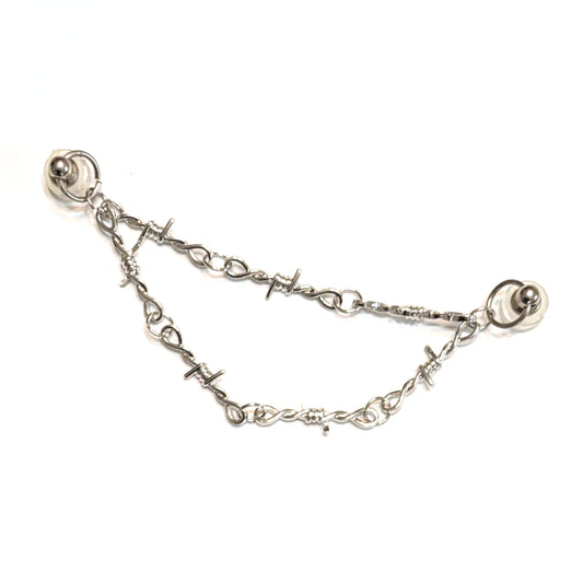 SILVER BARBED WIRE SHOE CHARM CHAIN - Thorn Link CrayCharm (5.25-inches)
