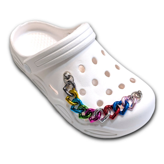 COLORFUL HEART SHOE CHARM CHAIN - Acrylic Link CrayCharm (5-inches)