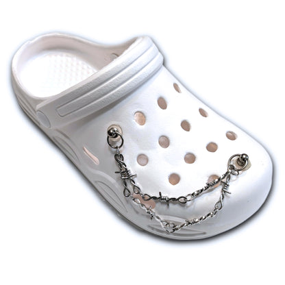 SILVER BARBED WIRE SHOE CHARM CHAIN - Thorn Link CrayCharm (5.25-inches)