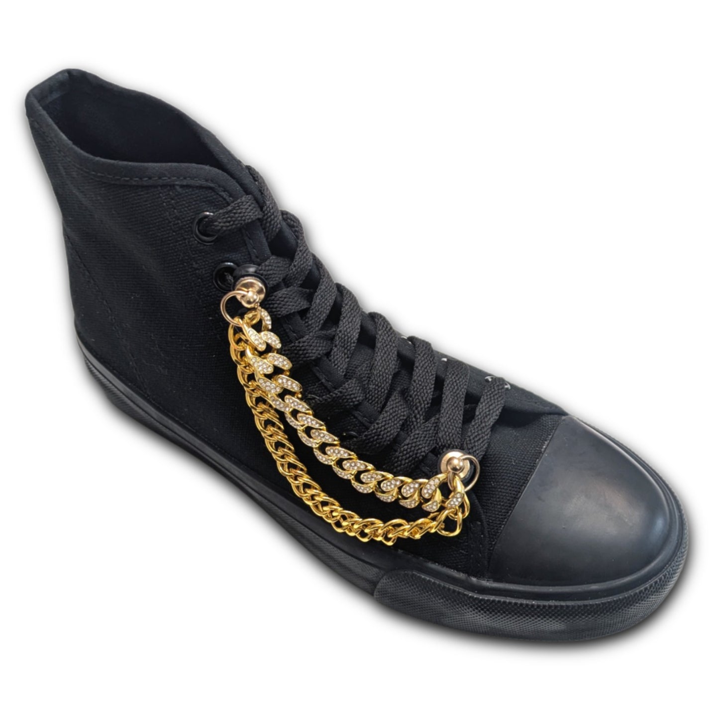 GOLD DUAL SHOE CHARM CHAIN - Gem Cuban Link CrayCharm (4-inches)