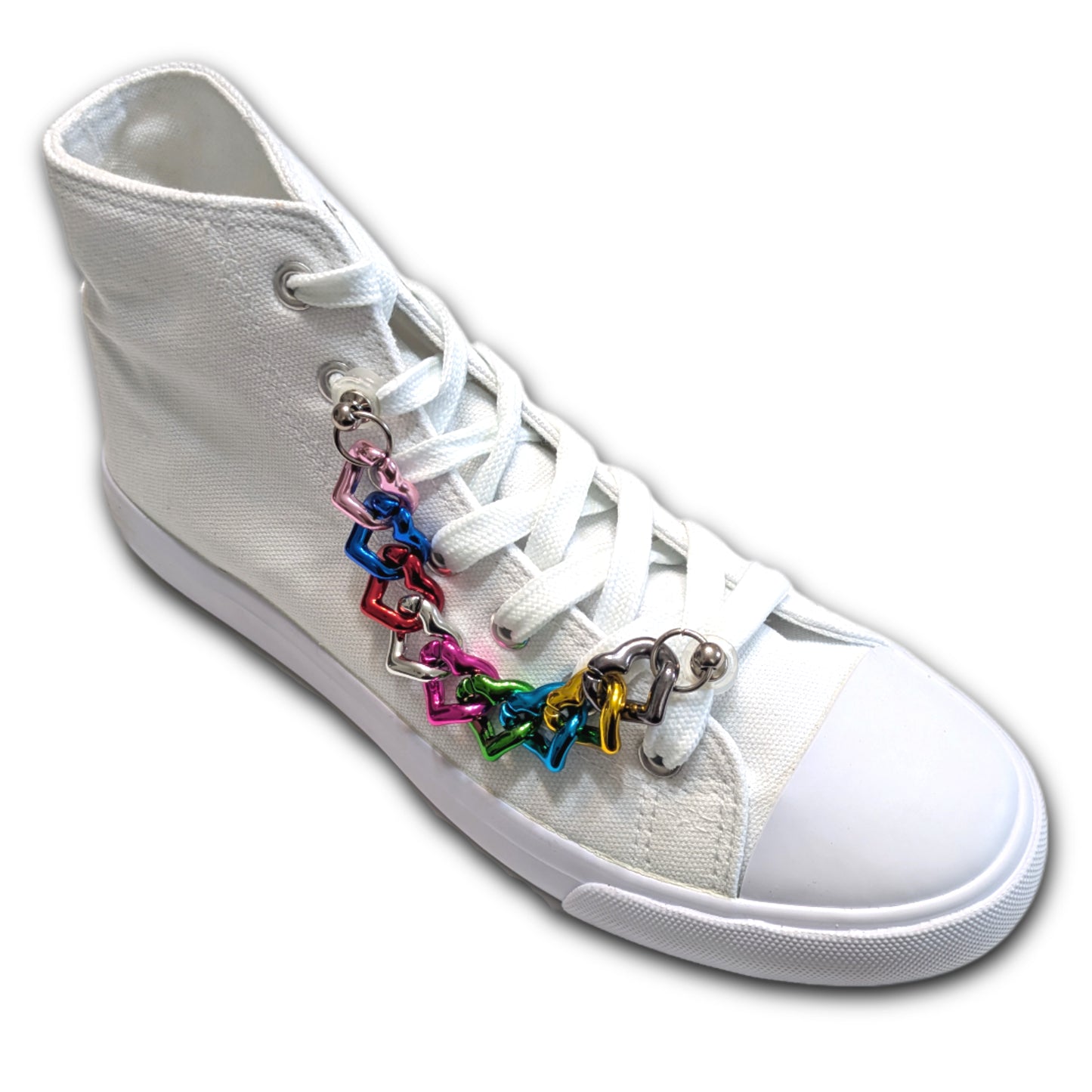 COLORFUL HEART SHOE CHARM CHAIN - Acrylic Link CrayCharm (5-inches)