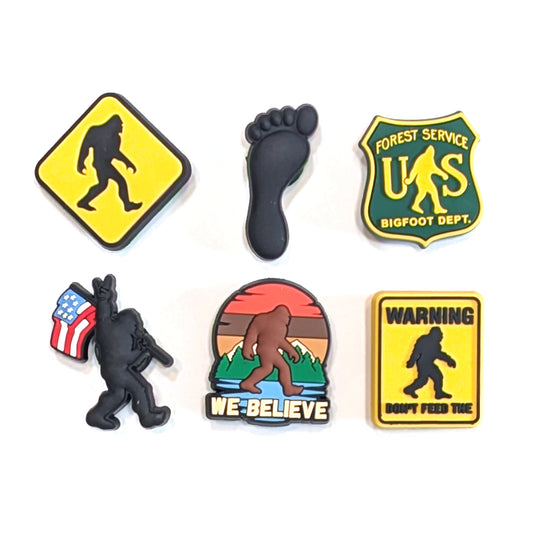 BIGFOOT SHOE CHARM COLLECTION (Pack of 6) Legend of Sasquatch, Set of Essentials