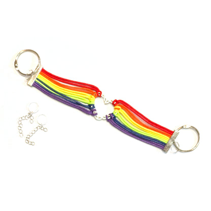 RAINBOW HEART CLOG STRAP - Woven Metal Heart, Rivet Band (Adjustable Length)