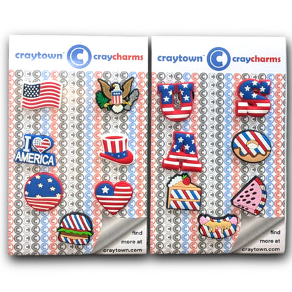 PATRIOTIC SHOE CHARM COLLECTION (Pack of 14) USA American, Complete Set