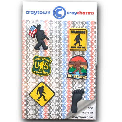 BIGFOOT SHOE CHARM COLLECTION (Pack of 6) Legend of Sasquatch, Set of Essentials