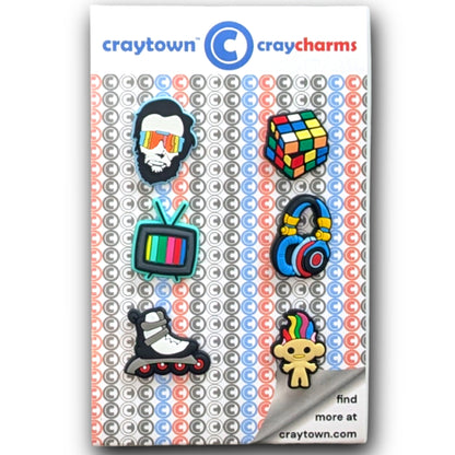 RETRO SHOE CHARM COLLECTION (Pack of 6) 80's & 90's Nostalgia, Set of Essentials