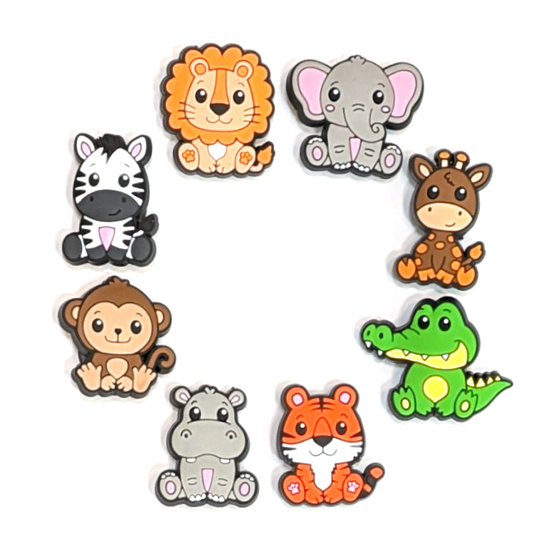 CUTE EXOTIC ANIMAL SHOE CHARM COLLECTION (Pack of 8) Complete Set