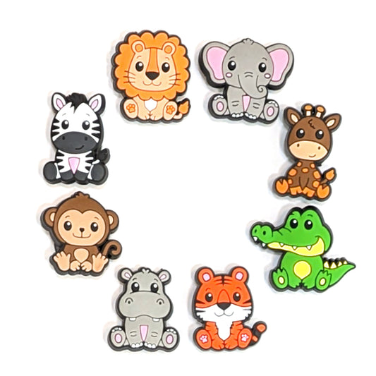 CUTE EXOTIC ANIMAL SHOE CHARM COLLECTION (Pack of 8) Complete Set