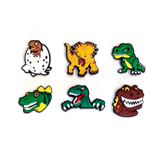 COLORFUL DINOSAUR SHOE CHARM COLLECTION (Pack of 6) Set of Essentials