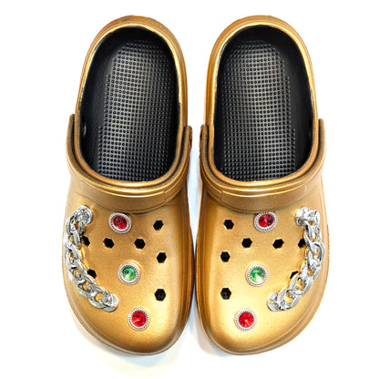 Woman's Gold Clogs, Craytown Brand, Accessories Optional, W7-11.5