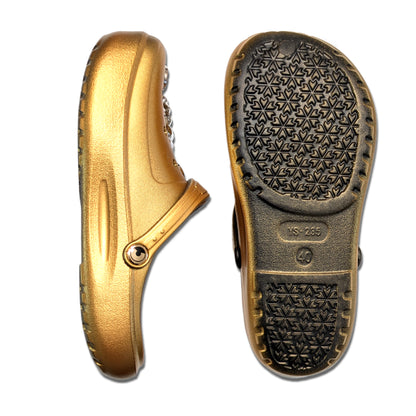 Woman's Gold Clogs, Craytown Brand, Accessories Optional, W7-11.5