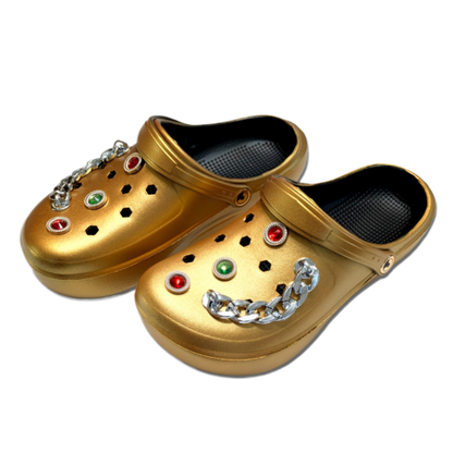 Woman's Gold Clogs, Craytown Brand, Accessories Optional, W7-11.5