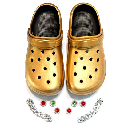 Woman's Gold Clogs, Craytown Brand, Accessories Optional, W7-11.5