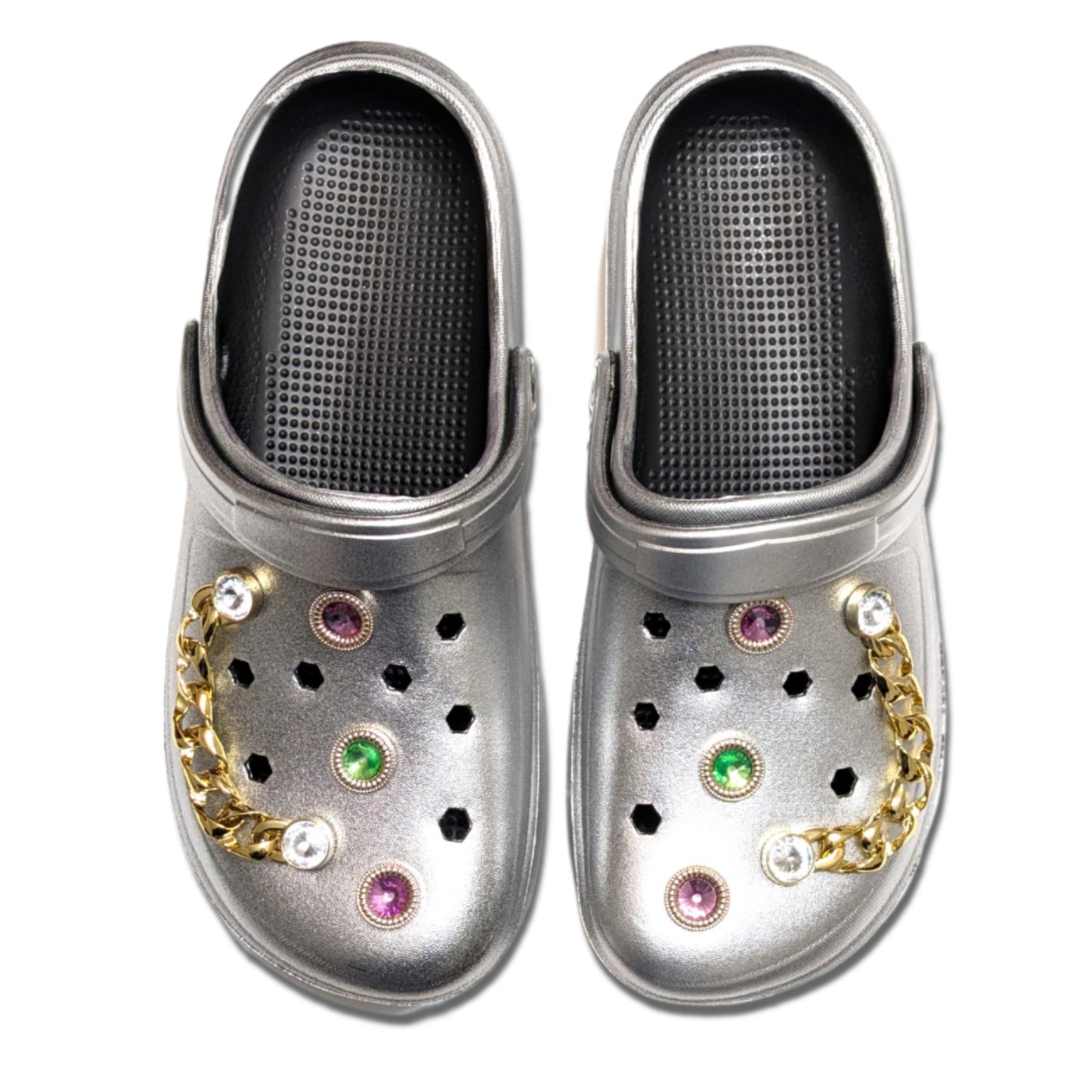 Girl's Silver Clogs, Craytown Brand, Accessories Optional, J4-J6