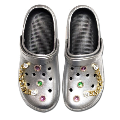 Girl's Silver Clogs, Craytown Brand, Accessories Optional, J4-J6