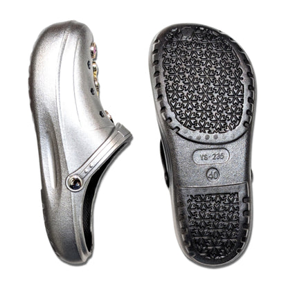 Girl's Silver Clogs, Craytown Brand, Accessories Optional, J4-J6