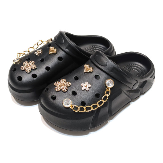 Girl's Black Clogs, Craytown Brand, Accessories Optional, Big Kids' C11-J4