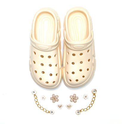 Girl's Ivory Clogs, Craytown Brand, Accessories Optional, Big Kids' C11-J4