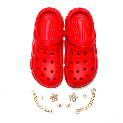 Girl's Red Clogs, Craytown Brand, Accessories Optional, Big Kids' C11-J4