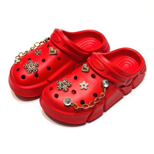 Girl's Red Clogs, Craytown Brand, Accessories Optional, Big Kids' C11-J4