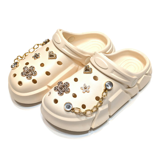 Girl's Ivory Clogs, Craytown Brand, Accessories Optional, Big Kids' C11-J4