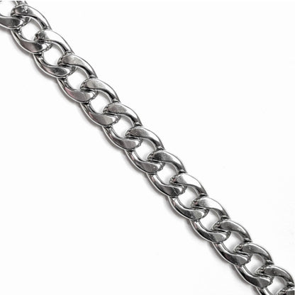 Stainless Steel Chain Necklace 23.5 Inches, 15mm Cuban Link, Silver Hip-Hop 7oz